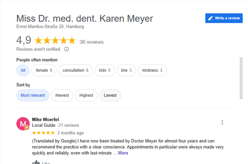 Praxis für Kieferorthopädie Dr. Karen Meyer - Google Bewertung Praxis für Kieferorthopädie Dr. Karen Meyer - Google Bewertung